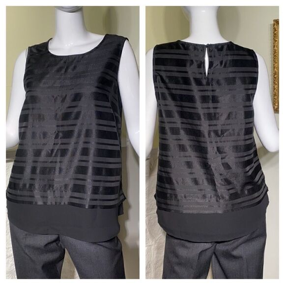 NWT! Banana Republic Black Sleeveless Overlay Blouse - Picture 1 of 13
